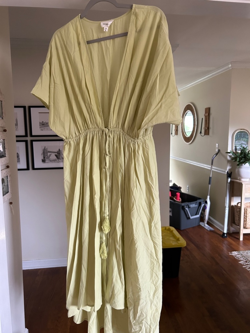 Light Green V-Neck Tie-Waist cover up